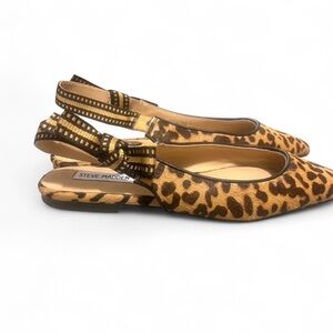 Steve Madden Leopard-Print Pointed Slingback Flats in Brown and Gold BNWT